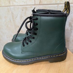 Kids Hunter Green Doc Martens With Zipper